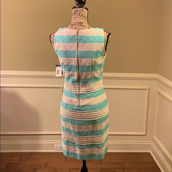 ✨NWT✨Gabby Sky Aqa/Crm Embroidered Patterned Dress - Picture 6 of 8